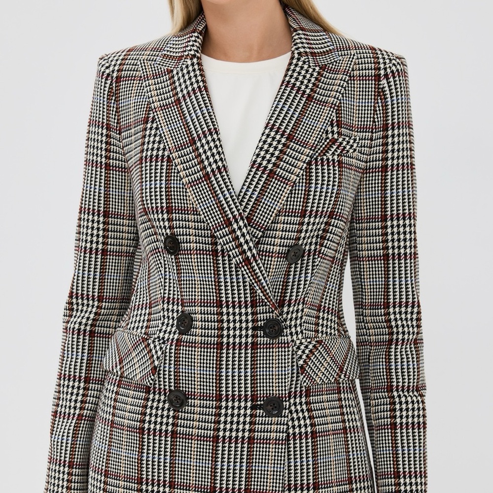 Veronica Beard Ellette Jacket Houndstooth Plaid Dickie Blazer Size 4 Small